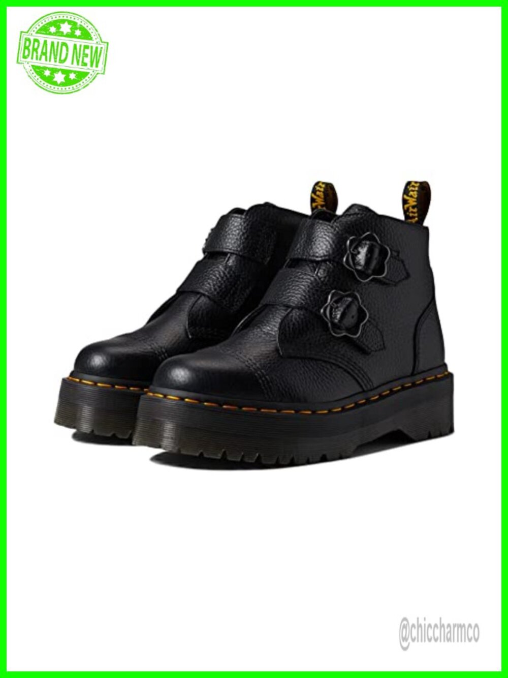Dr. Martens Devon Flower Leather Platform Boot Floral Ankle Boot